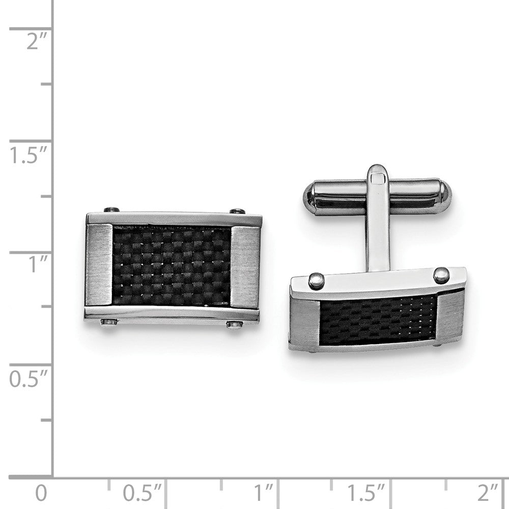 Alternate view of the Men&#39;s Stainless Steel and Black Carbon Fiber Cuff Links, 11 x 18mm by The Black Bow Jewelry Co.