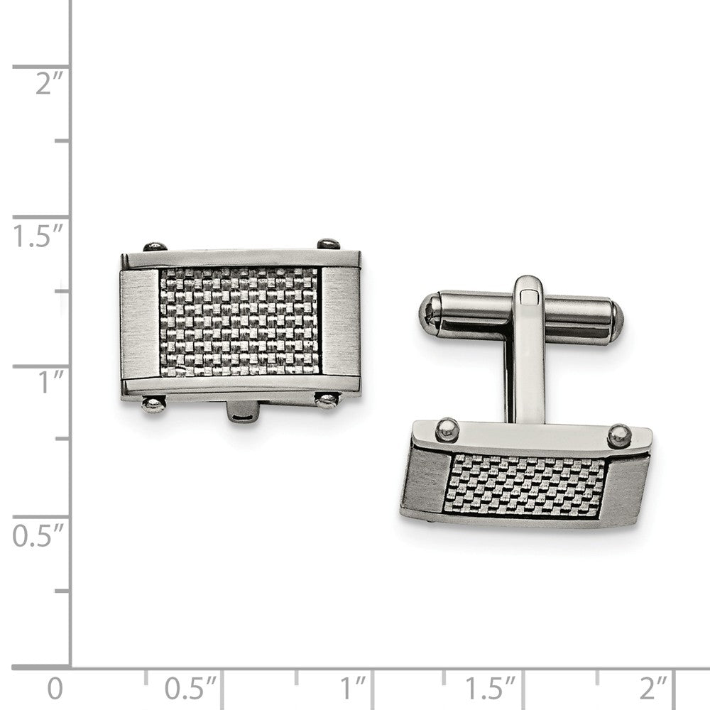 Alternate view of the Men&#39;s Stainless Steel and Grey Carbon Fiber Cuff Links, 11 x 20mm by The Black Bow Jewelry Co.