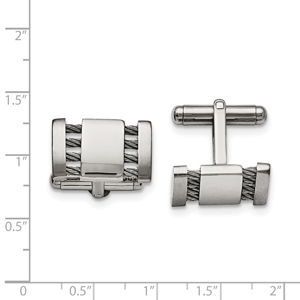 Alternate view of the Men&#39;s Stainless Steel Brushed &amp; Polished Cuff Links, 10 x 18mm by The Black Bow Jewelry Co.