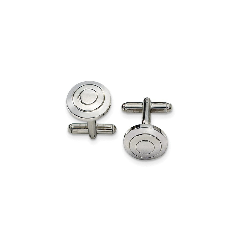 Men&#39;s Stainless Steel Circle Cuff Links, 15mm, Item M8077 by The Black Bow Jewelry Co.