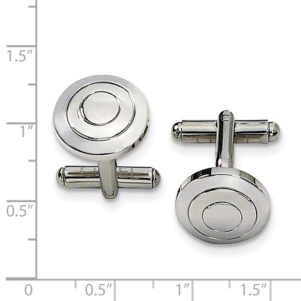 Alternate view of the Men&#39;s Stainless Steel Circle Cuff Links, 15mm by The Black Bow Jewelry Co.