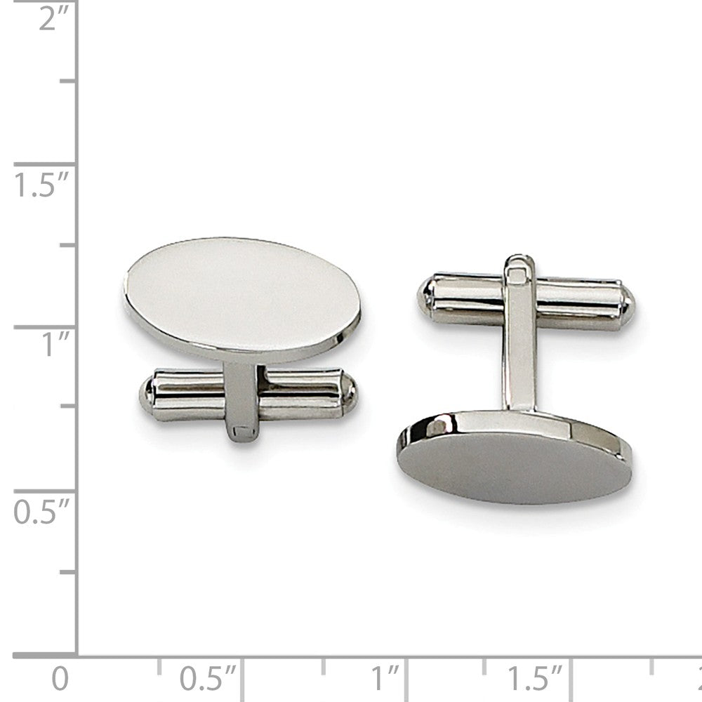 Alternate view of the Men&#39;s Stainless Steel Polished Oval Cuff Links, 8 x 18mm by The Black Bow Jewelry Co.