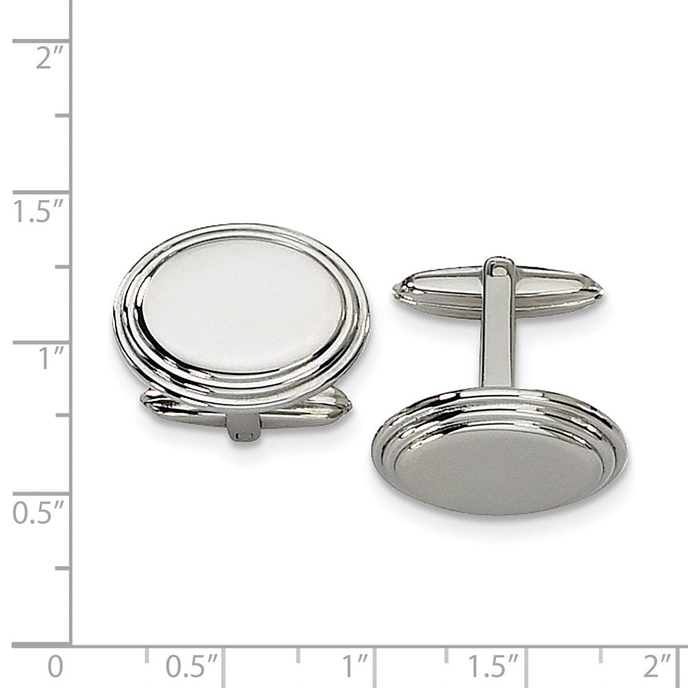 Alternate view of the Men&#39;s Stainless Steel Polished Step Edge Cuff Links, 15 x 21mm by The Black Bow Jewelry Co.