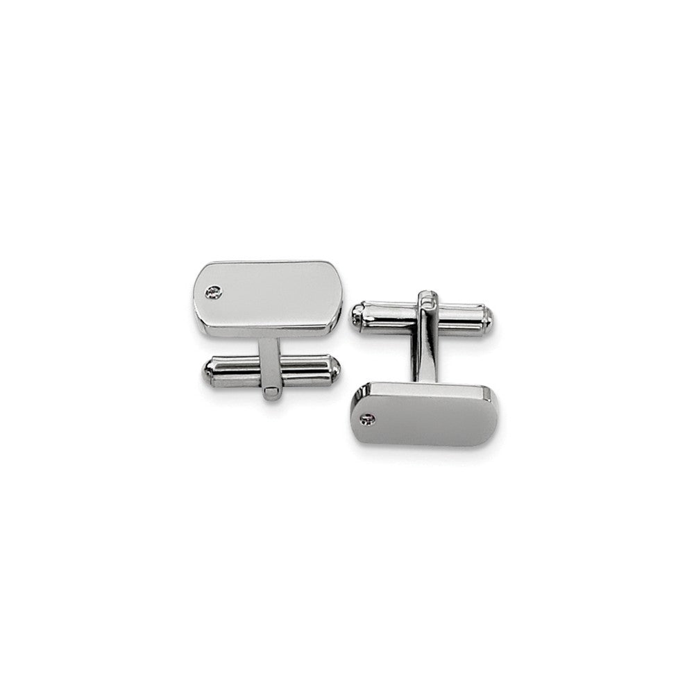 Men&#39;s Stainless Steel and .03 Ct Diamond Cuff Links, 8 x 18mm, Item M8085 by The Black Bow Jewelry Co.