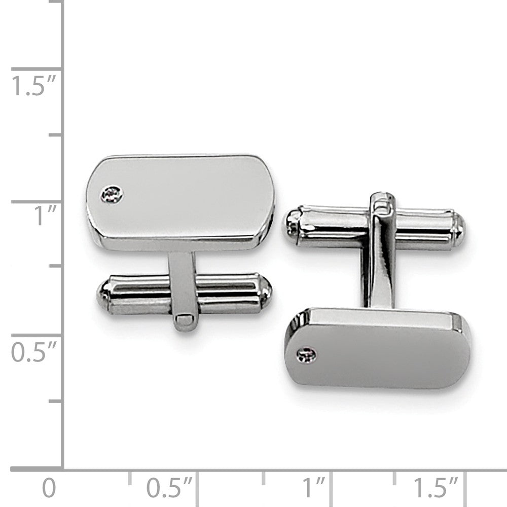 Alternate view of the Men&#39;s Stainless Steel and .03 Ct Diamond Cuff Links, 8 x 18mm by The Black Bow Jewelry Co.