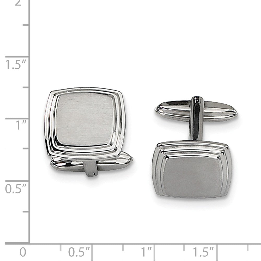 Alternate view of the Men&#39;s Stainless Steel Brushed &amp; Polished Square Step Edge Cuff Links by The Black Bow Jewelry Co.