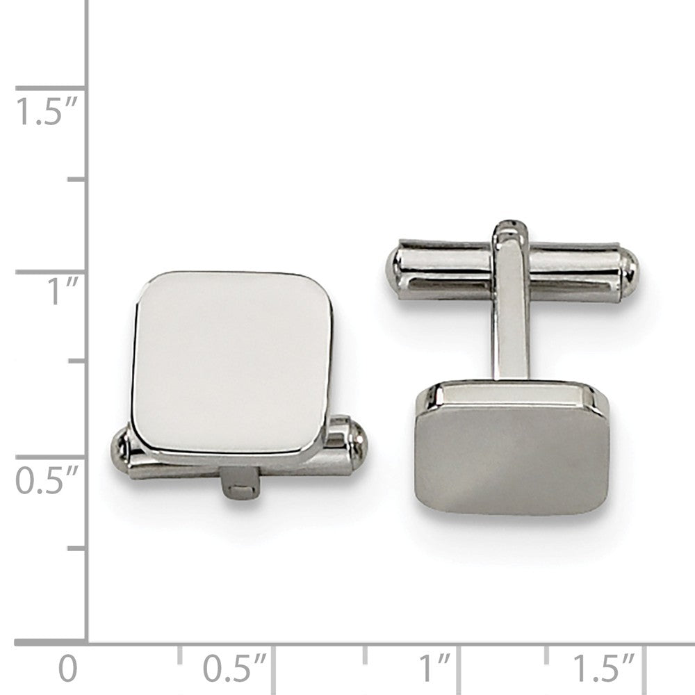 Alternate view of the Men&#39;s Stainless Steel Polished Square Cuff Links, 13mm by The Black Bow Jewelry Co.