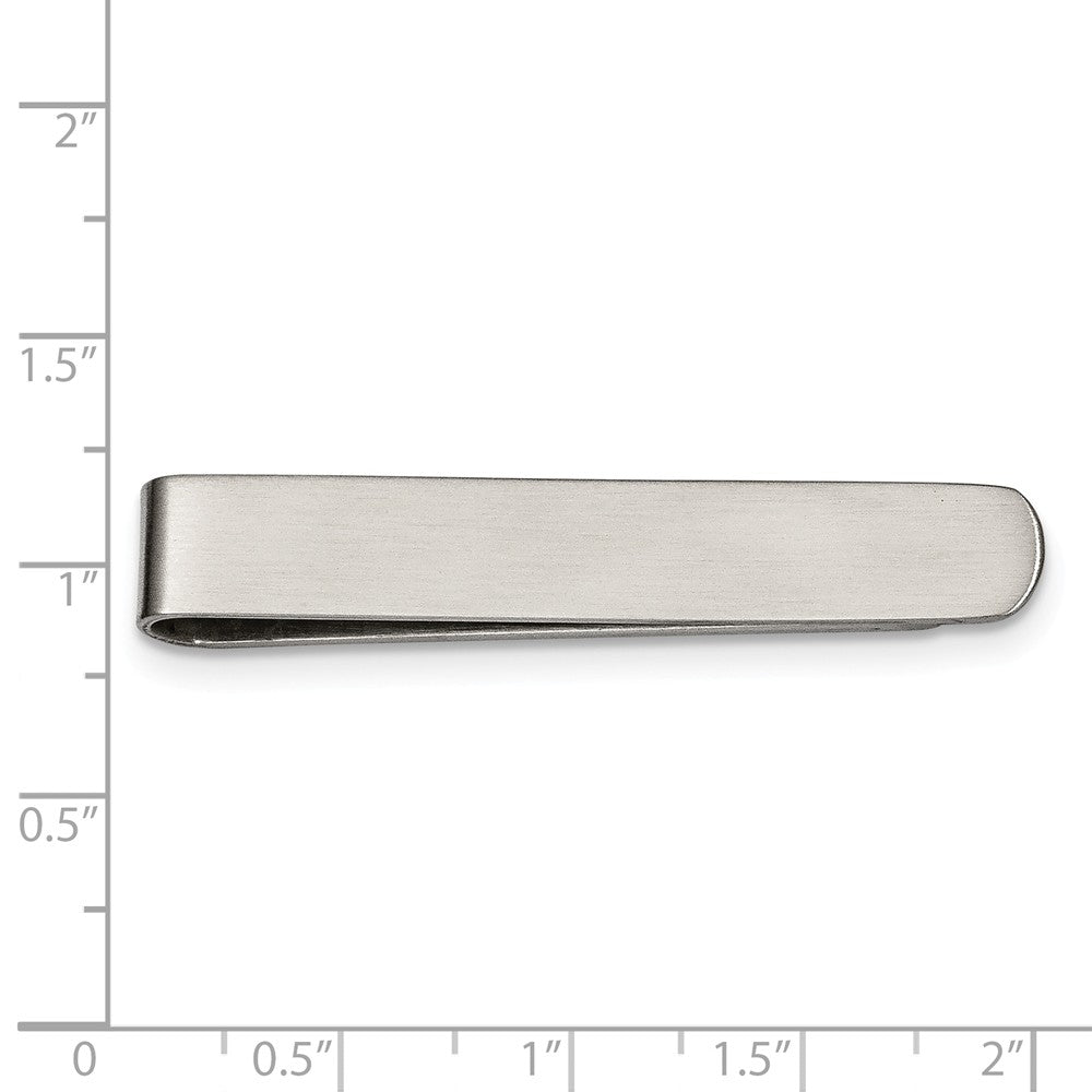 Alternate view of the Men&#39;s Brushed Stainless Steel Narrow Money Clip by The Black Bow Jewelry Co.