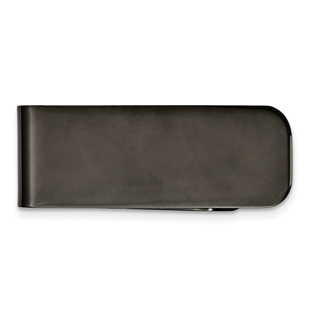 Men&#39;s Stainless Steel Polished Black-plated Money Clip, Item M8127 by The Black Bow Jewelry Co.