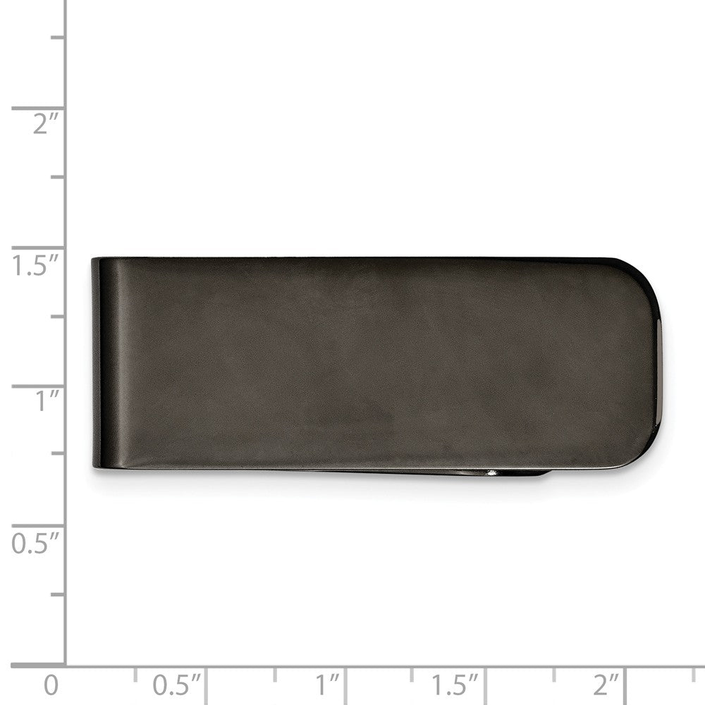 Alternate view of the Men&#39;s Stainless Steel Polished Black-plated Money Clip by The Black Bow Jewelry Co.