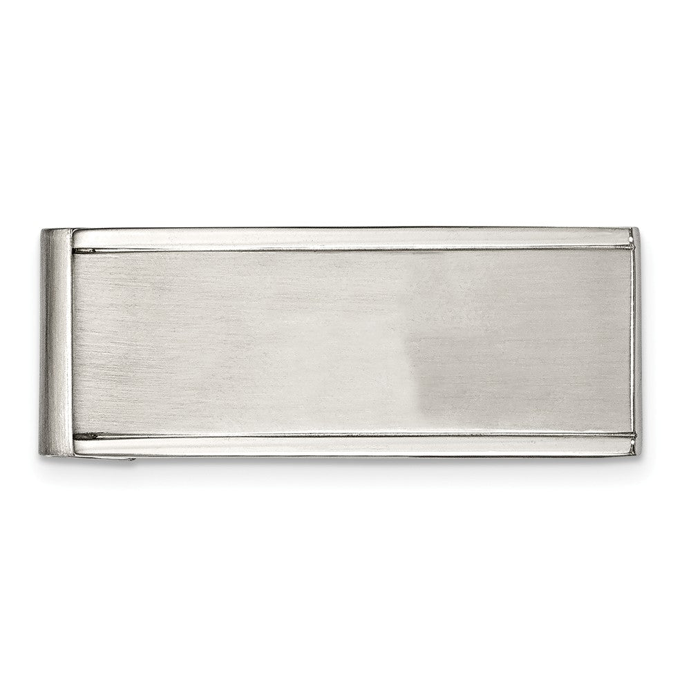 Men&#39;s Stainless Steel Grooved Edge Money Clip, Item M8129 by The Black Bow Jewelry Co.