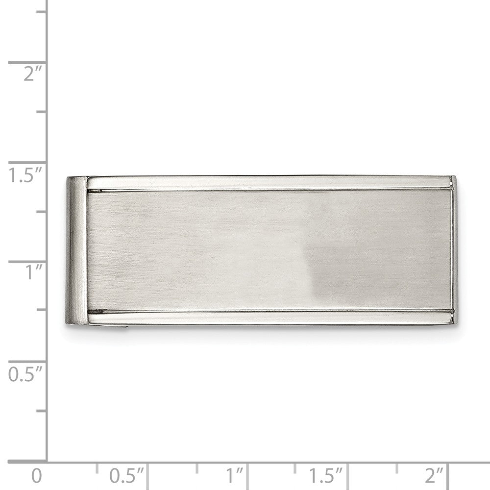 Alternate view of the Men&#39;s Stainless Steel Grooved Edge Money Clip by The Black Bow Jewelry Co.