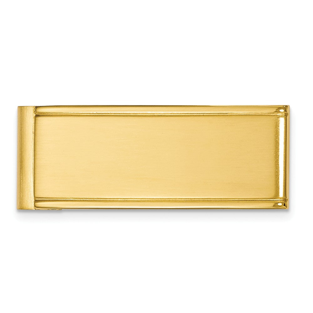 Men&#39;s Gold Tone Plated Stainless Steel Grooved Edge Money Clip, Item M8130 by The Black Bow Jewelry Co.