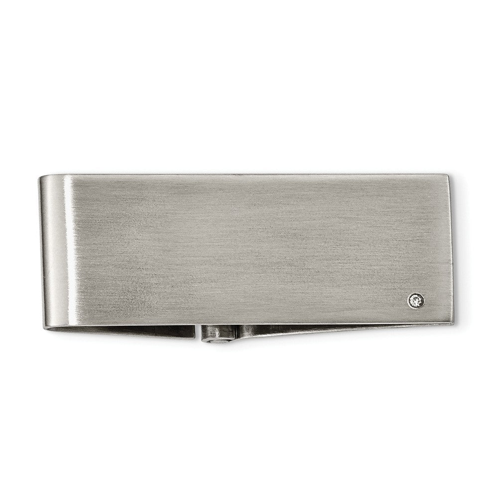 Men&#39;s Stainless Steel and Diamond Accent Money Clip, Item M8132 by The Black Bow Jewelry Co.
