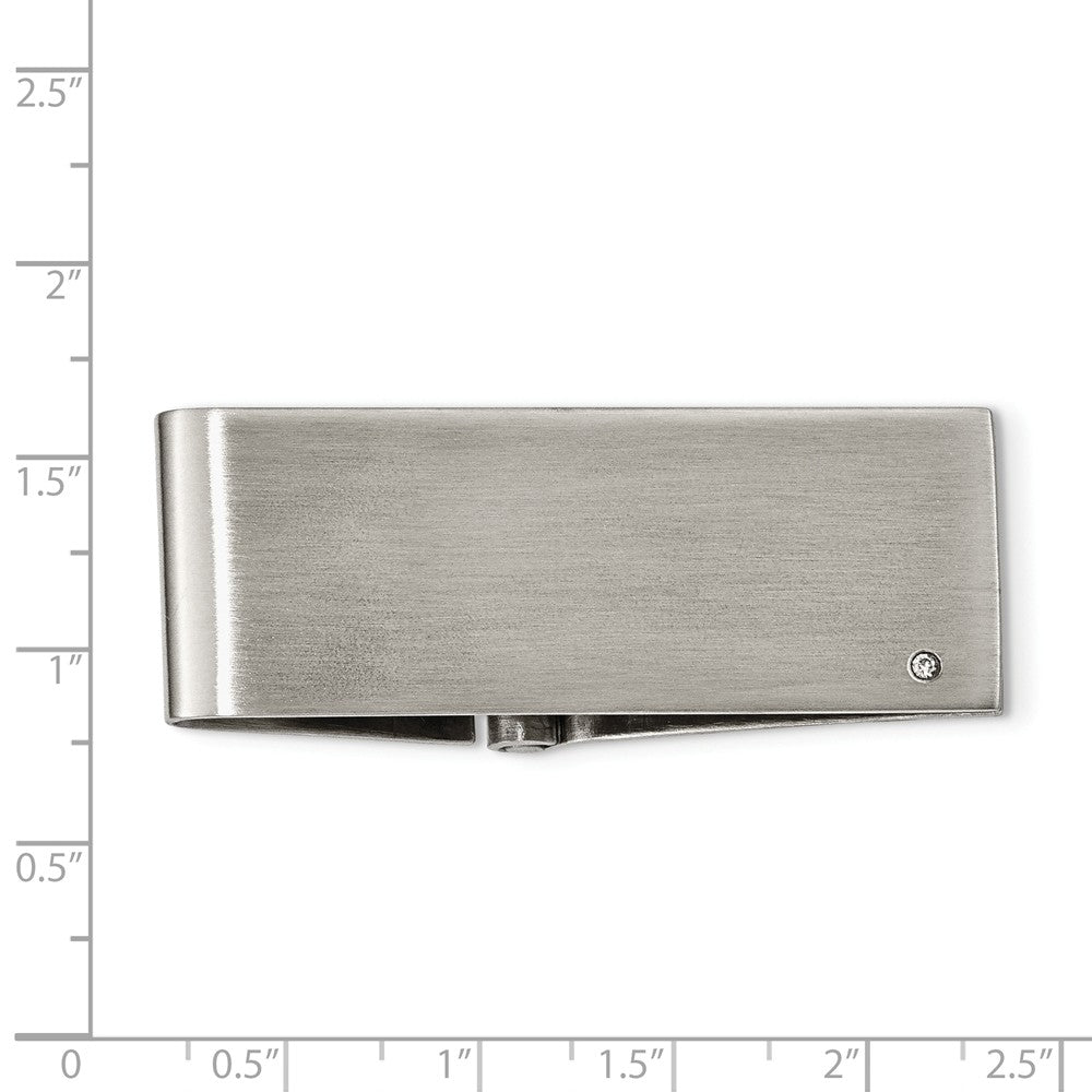 Alternate view of the Men&#39;s Stainless Steel and Diamond Accent Money Clip by The Black Bow Jewelry Co.