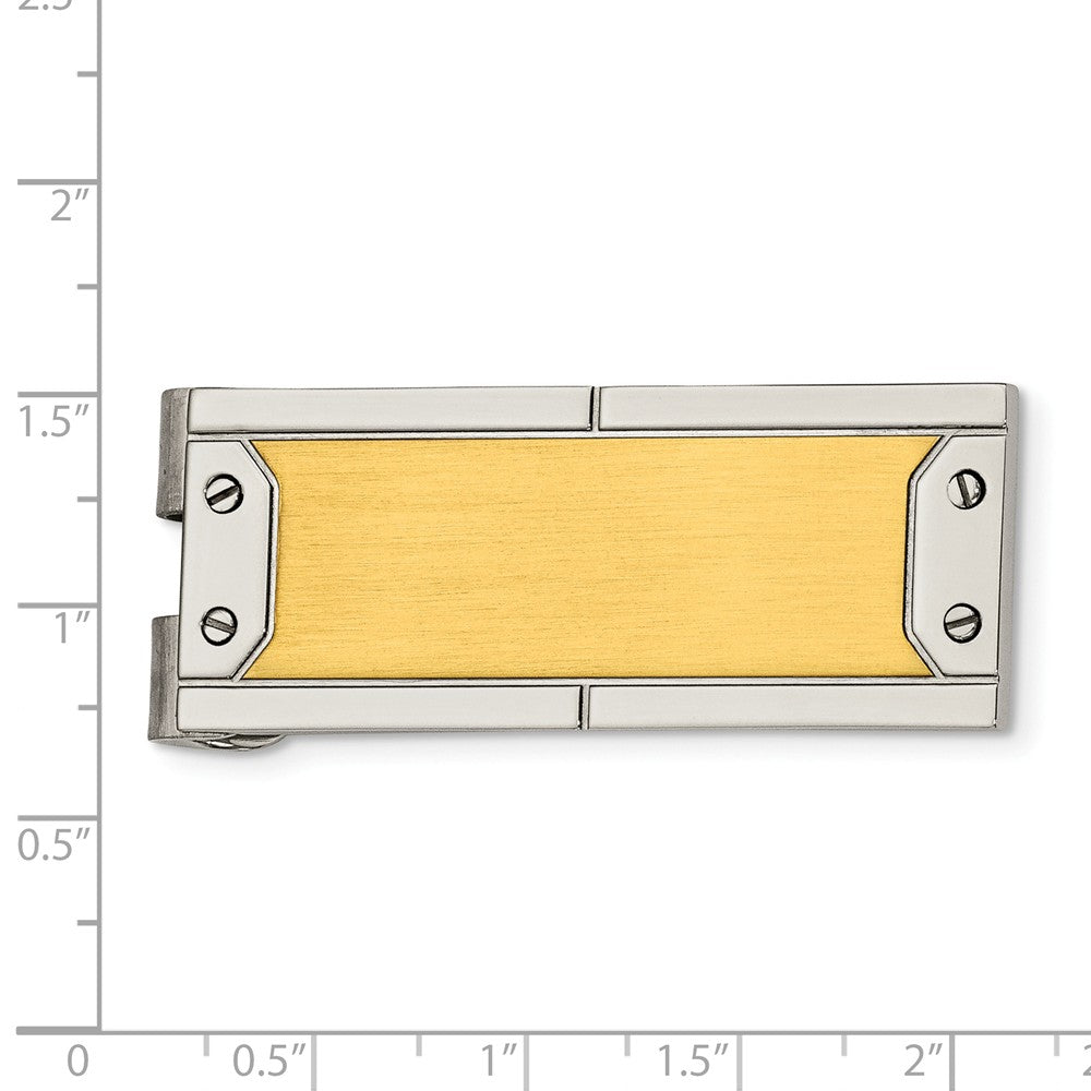 Alternate view of the Men&#39;s Stainless Steel and 24k Gold-plated Money Clip by The Black Bow Jewelry Co.