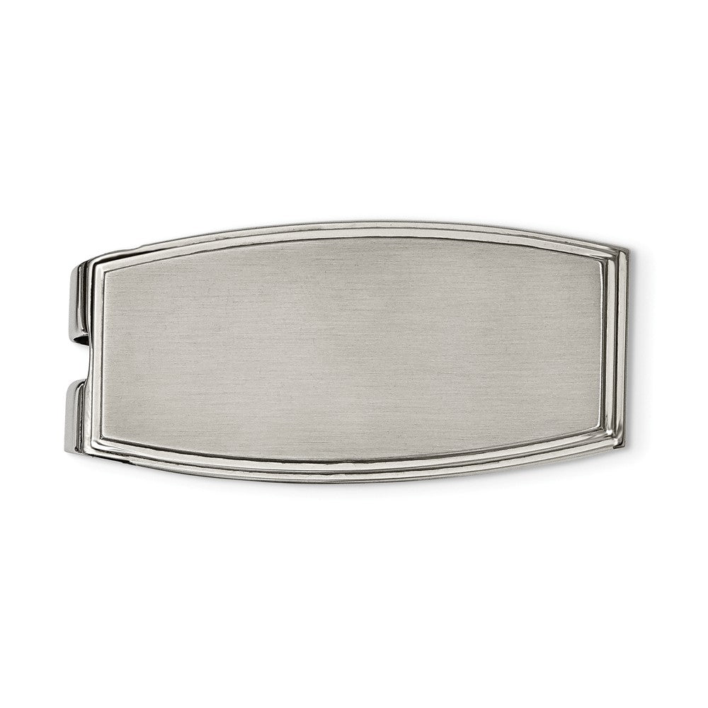 Men&#39;s Stainless Steel Double Ridged Edge Money Clip, Item M8136 by The Black Bow Jewelry Co.
