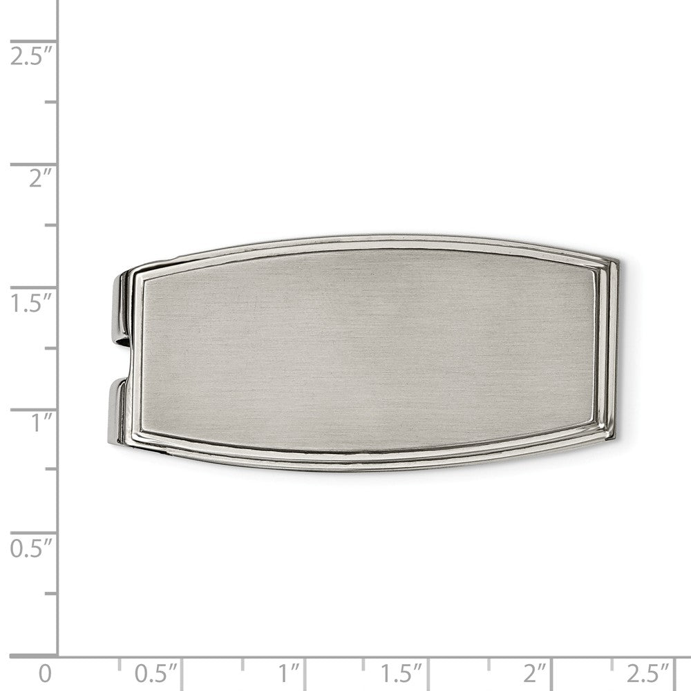 Alternate view of the Men&#39;s Stainless Steel Double Ridged Edge Money Clip by The Black Bow Jewelry Co.