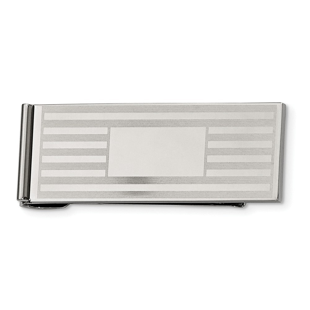 Men&#39;s Stainless Steel Striped Money Clip, Item M8137 by The Black Bow Jewelry Co.