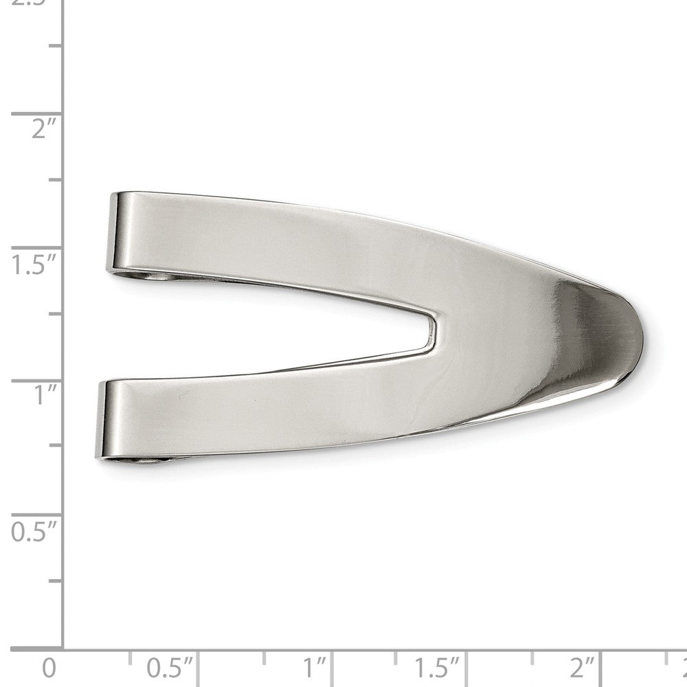 Alternate view of the Men&#39;s Polished Stainless Steel V-Shape Money Clip by The Black Bow Jewelry Co.