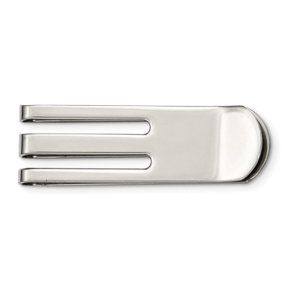 Men&#39;s Polished Stainless Steel Cut-Out Money Clip, Item M8140 by The Black Bow Jewelry Co.