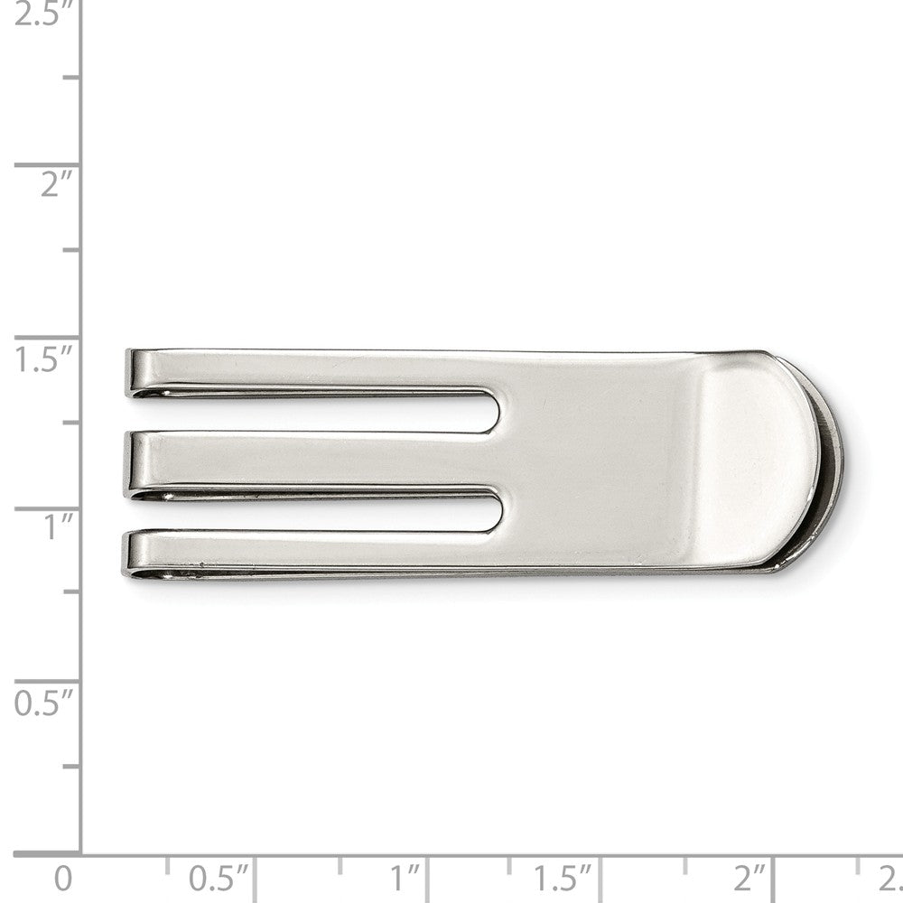 Alternate view of the Men&#39;s Polished Stainless Steel Cut-Out Money Clip by The Black Bow Jewelry Co.
