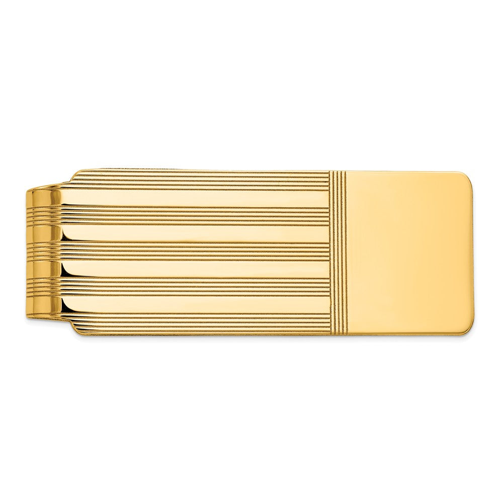 Men&#39;s 14k Yellow Gold Fold-Over Carved Money Clip, Item M8146 by The Black Bow Jewelry Co.