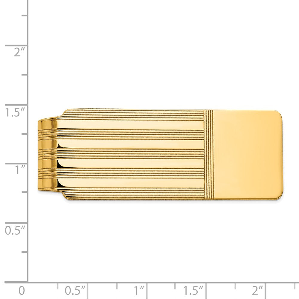 Alternate view of the Men&#39;s 14k Yellow Gold Fold-Over Carved Money Clip by The Black Bow Jewelry Co.