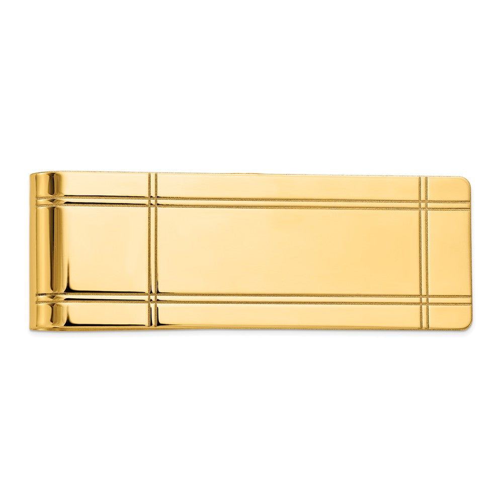 Men&#39;s 14k Yellow Gold Fold-Over Grooved Money Clip, Item M8147 by The Black Bow Jewelry Co.