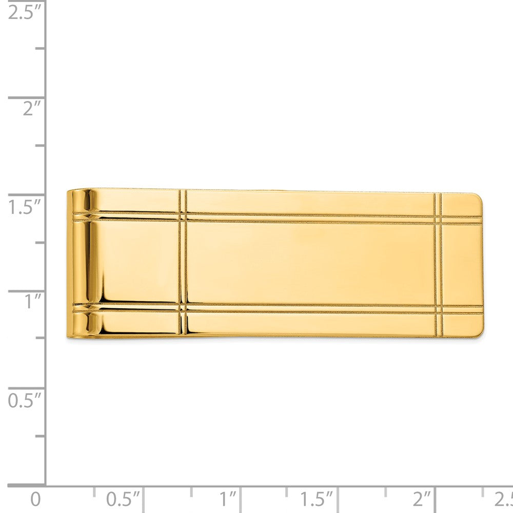 Alternate view of the Men&#39;s 14k Yellow Gold Fold-Over Grooved Money Clip by The Black Bow Jewelry Co.