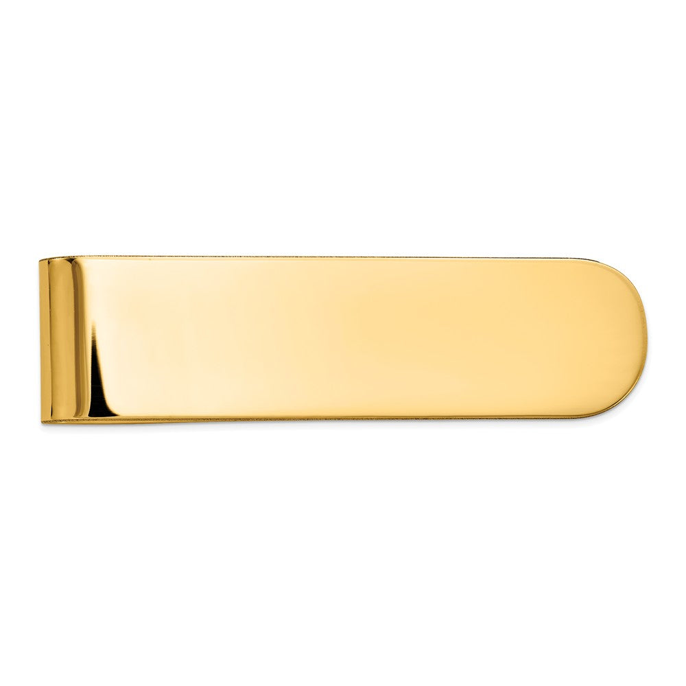 Men&#39;s 14k Yellow Gold Polished Slim Fold-Over Money Clip, Item M8148 by The Black Bow Jewelry Co.