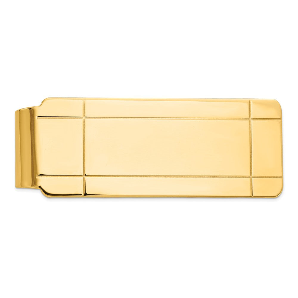 Men&#39;s 14k Yellow Gold Polished Carved Fold-Over Money Clip, Item M8151 by The Black Bow Jewelry Co.