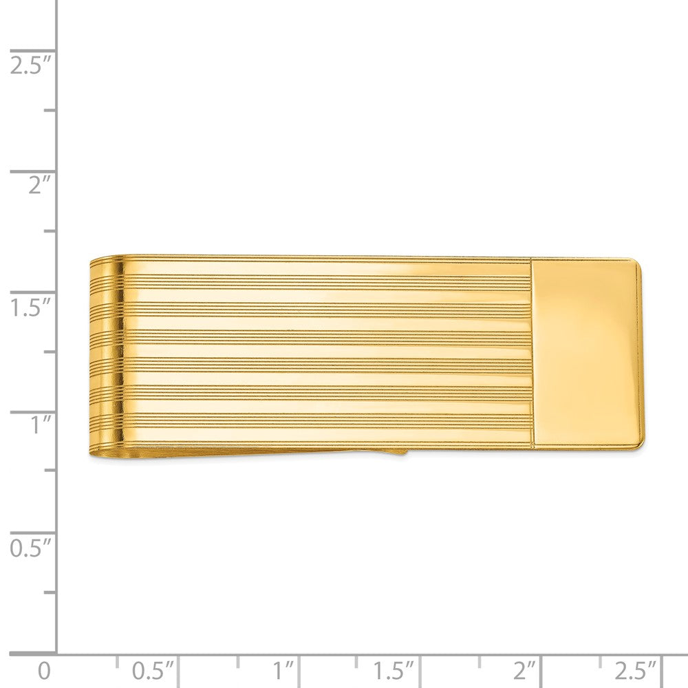 Alternate view of the Men&#39;s 14k Yellow Gold Striped Fold-Over Money Clip by The Black Bow Jewelry Co.