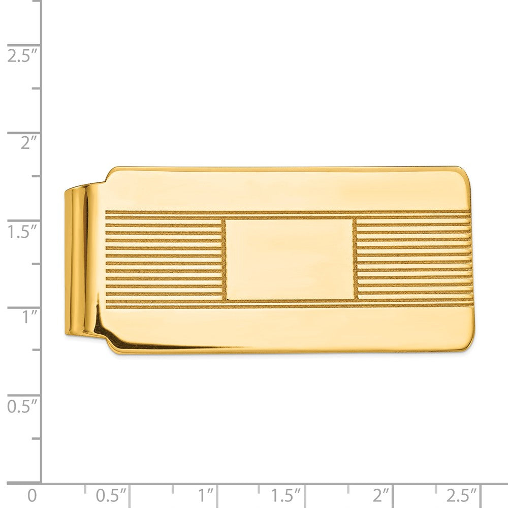 Alternate view of the Men&#39;s 14k Yellow Gold Striped Fold-Over Wide Money Clip by The Black Bow Jewelry Co.