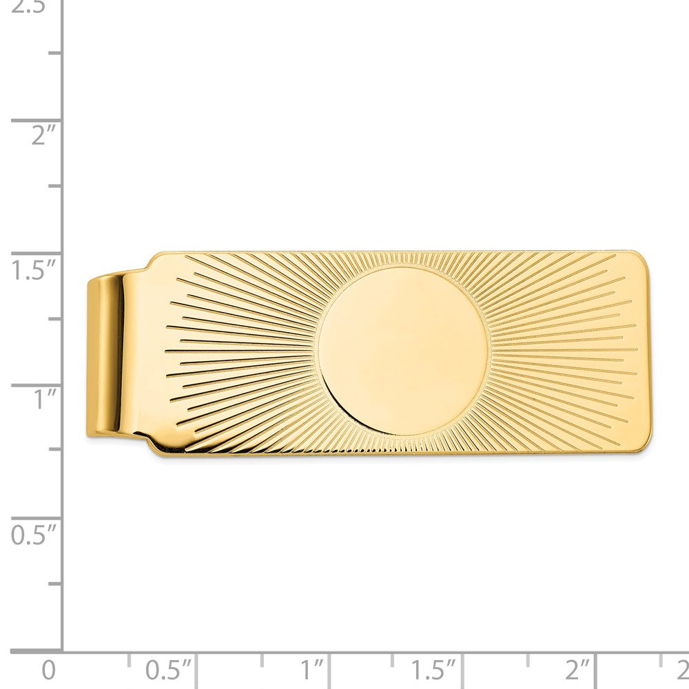Alternate view of the Men&#39;s 14k Yellow Gold Sunburst Fold-Over Money Clip by The Black Bow Jewelry Co.