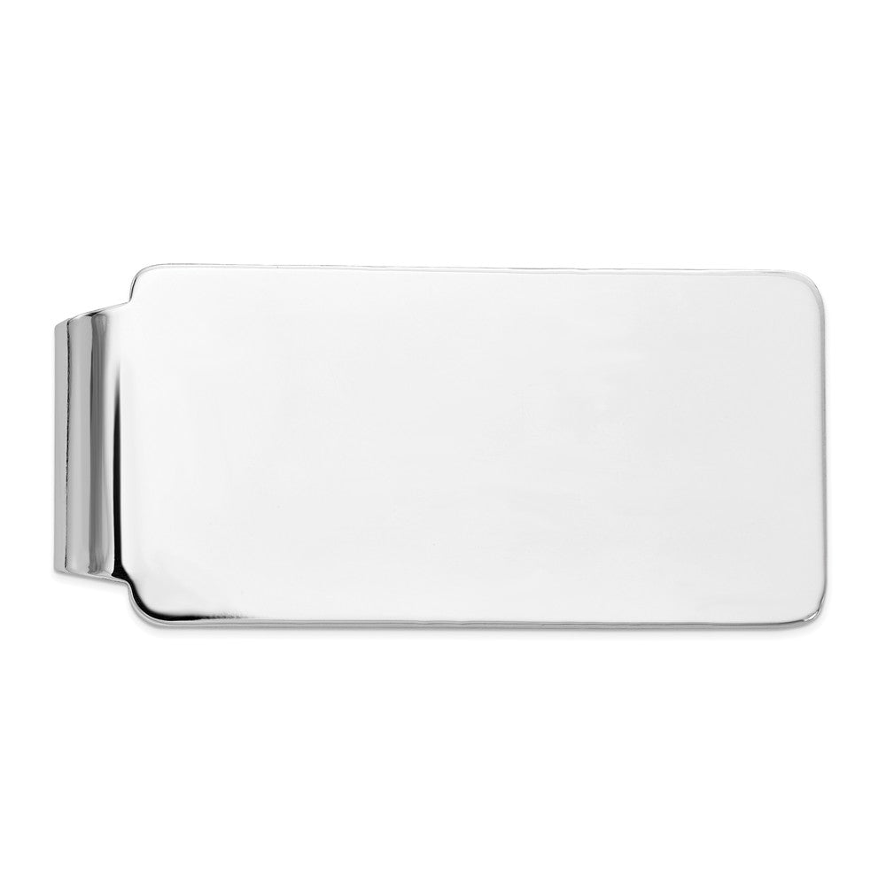 Men&#39;s 14k White Gold Polished Wide Fold-Over Money Clip, Item M8183 by The Black Bow Jewelry Co.