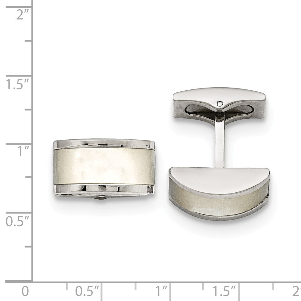 Alternate view of the Men&#39;s Cat&#39;s Eye and Stainless Steel Convex Cuff Links by The Black Bow Jewelry Co.