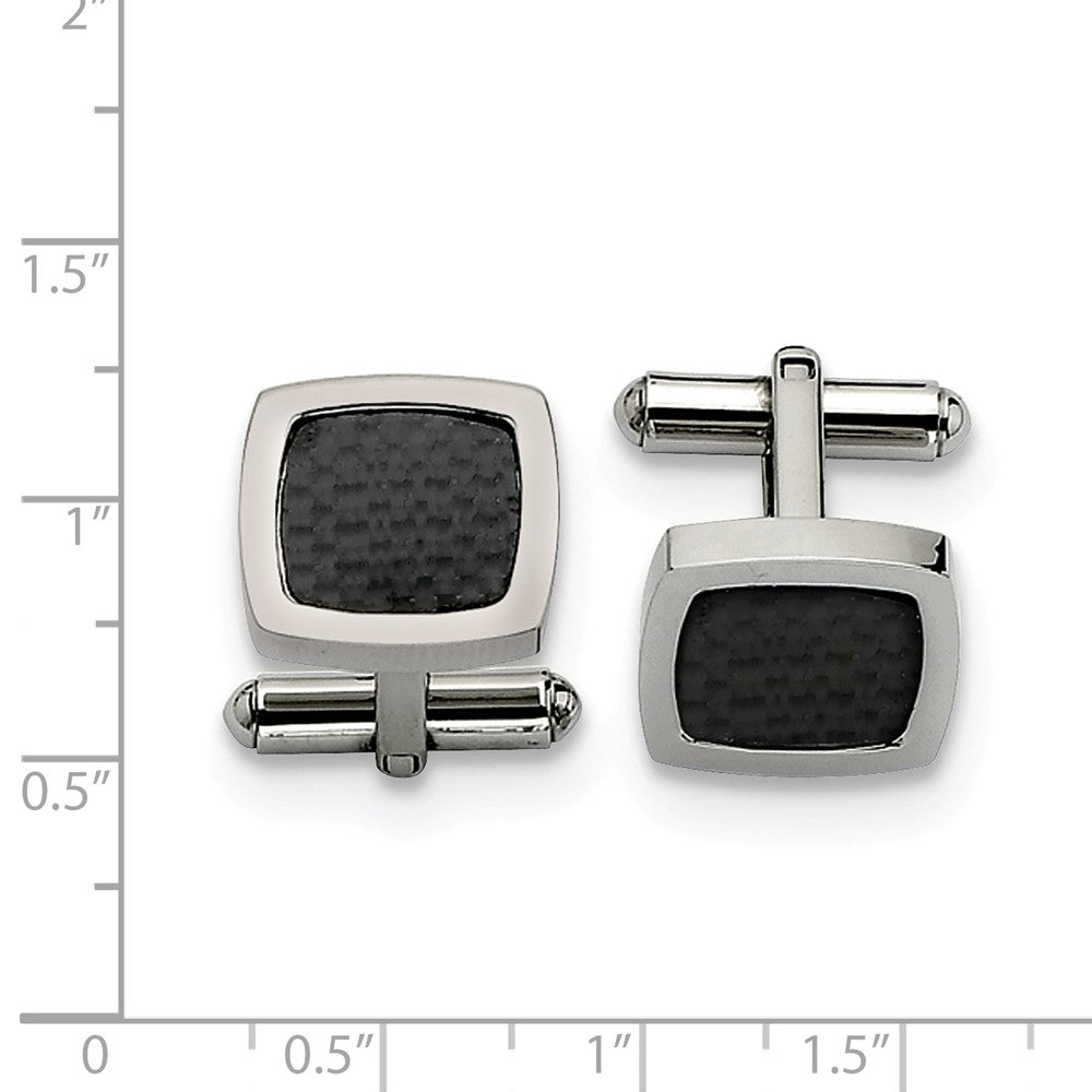 Alternate view of the Men&#39;s Stainless Steel and Black Carbon Fiber Convex Cuff Links by The Black Bow Jewelry Co.