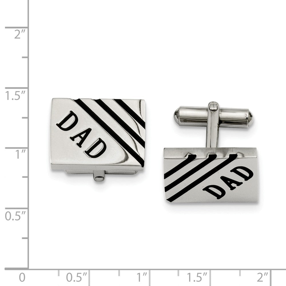 Alternate view of the Men&#39;s Stainless Steel Diagonal Striped Dad Rectangular Cuff Links by The Black Bow Jewelry Co.