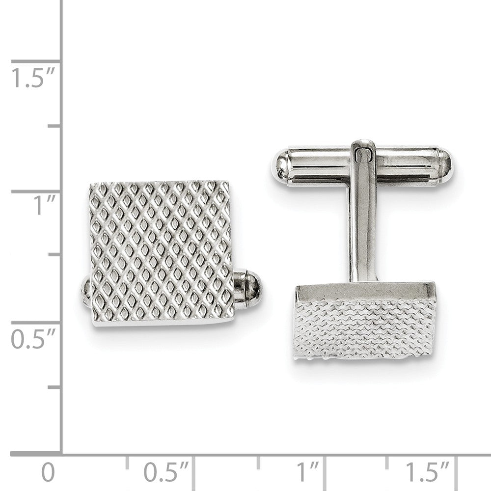 Alternate view of the Men&#39;s Stainless Steel 13.5mm Textured Square Cuff Links by The Black Bow Jewelry Co.