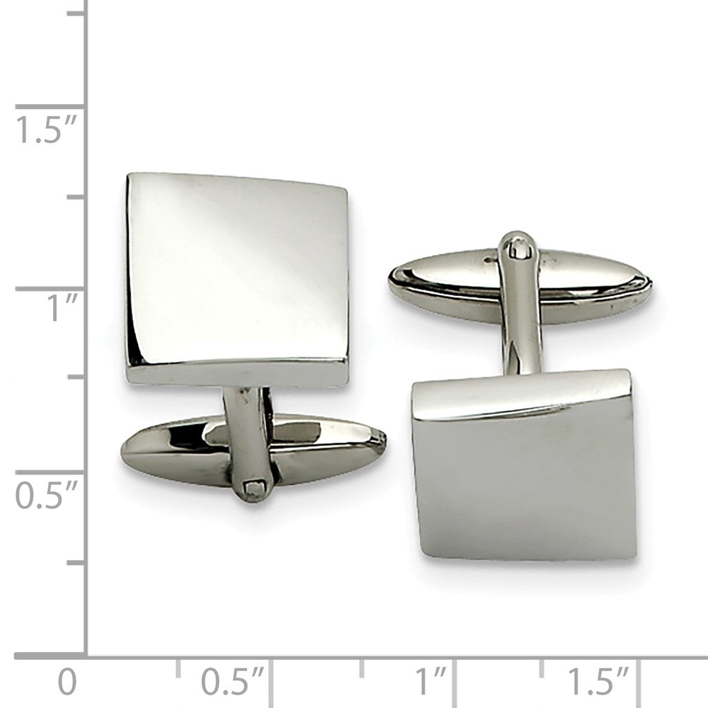 Alternate view of the Men&#39;s Stainless Steel Engravable Tapered Corner Polished Cuff Links by The Black Bow Jewelry Co.