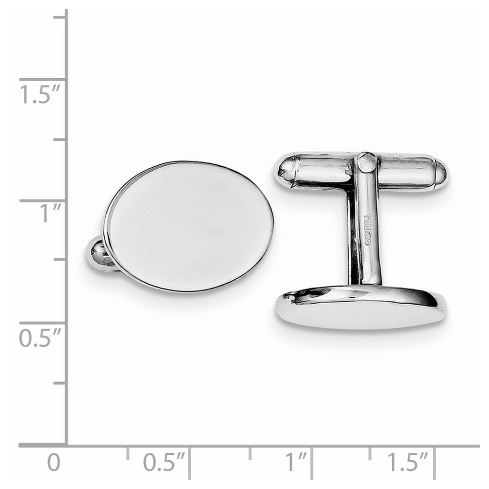 Alternate view of the Men&#39;s Sterling Silver Polished Classic 18mm Oval Cuff Links by The Black Bow Jewelry Co.