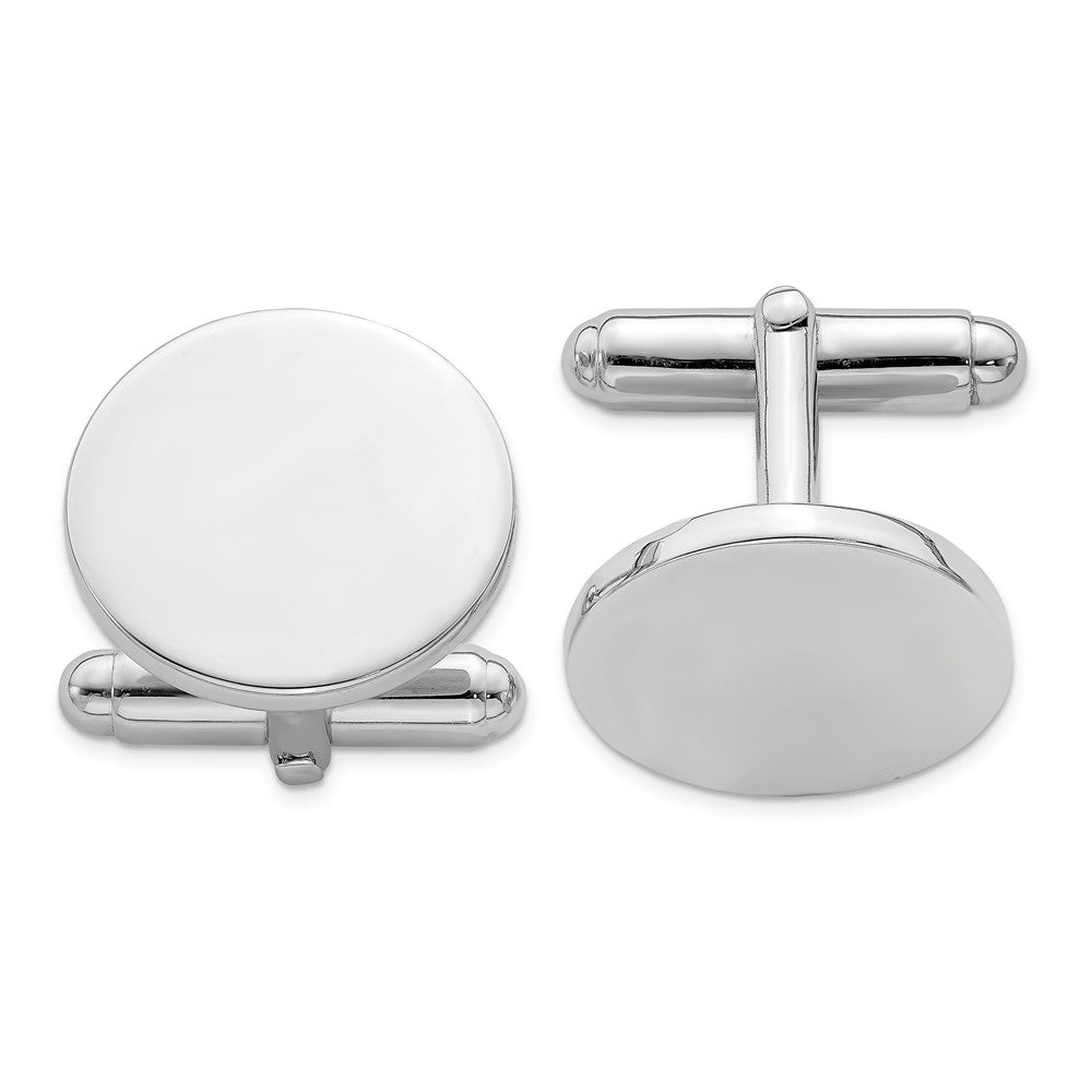Men&#39;s Sterling Silver Classic 18mm Round Cuff Links, Item M8314 by The Black Bow Jewelry Co.