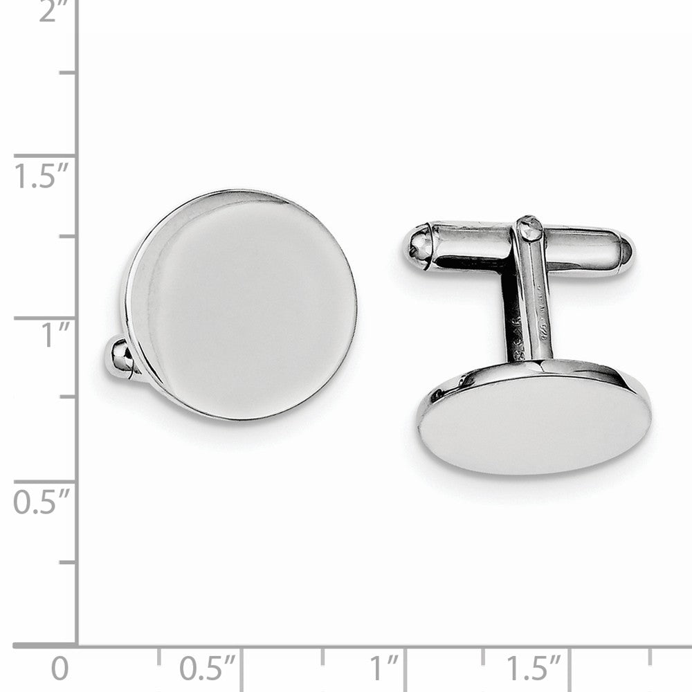 Alternate view of the Men&#39;s Sterling Silver Classic 18mm Round Cuff Links by The Black Bow Jewelry Co.