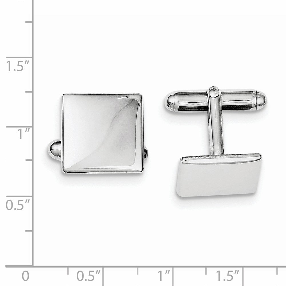 Alternate view of the Men&#39;s Sterling Silver Classic Polished 14mm Square Cuff Links by The Black Bow Jewelry Co.