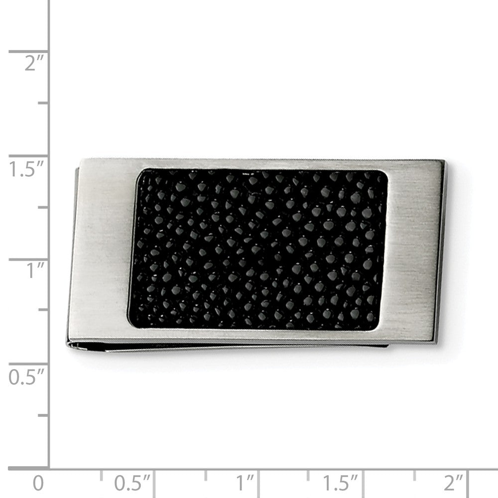 Alternate view of the Textured Black Faux Textured and Brushed Stainless Steel Money Clip by The Black Bow Jewelry Co.