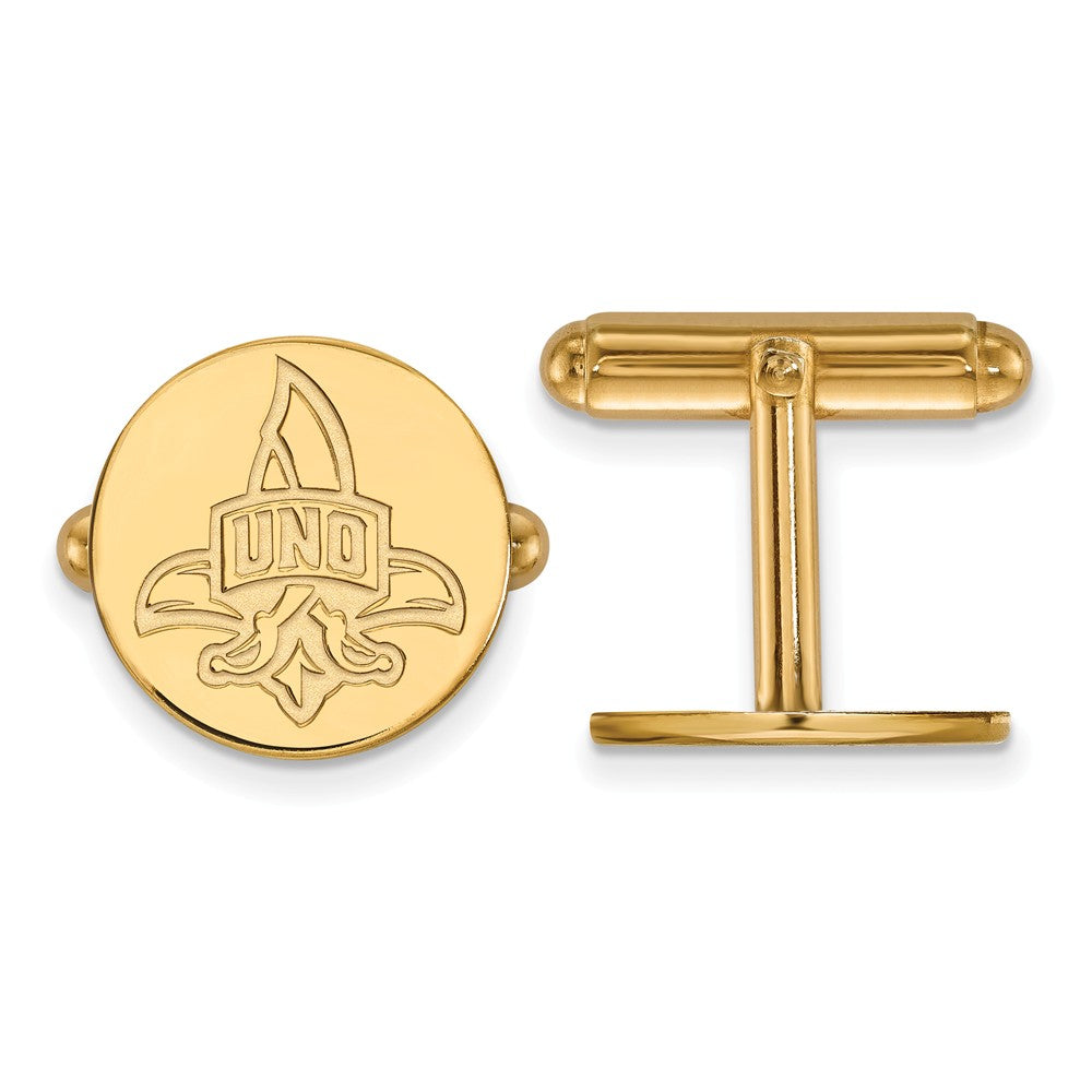 14k Yellow Gold University of New Orleans Cuff Links, Item M8867 by The Black Bow Jewelry Co.