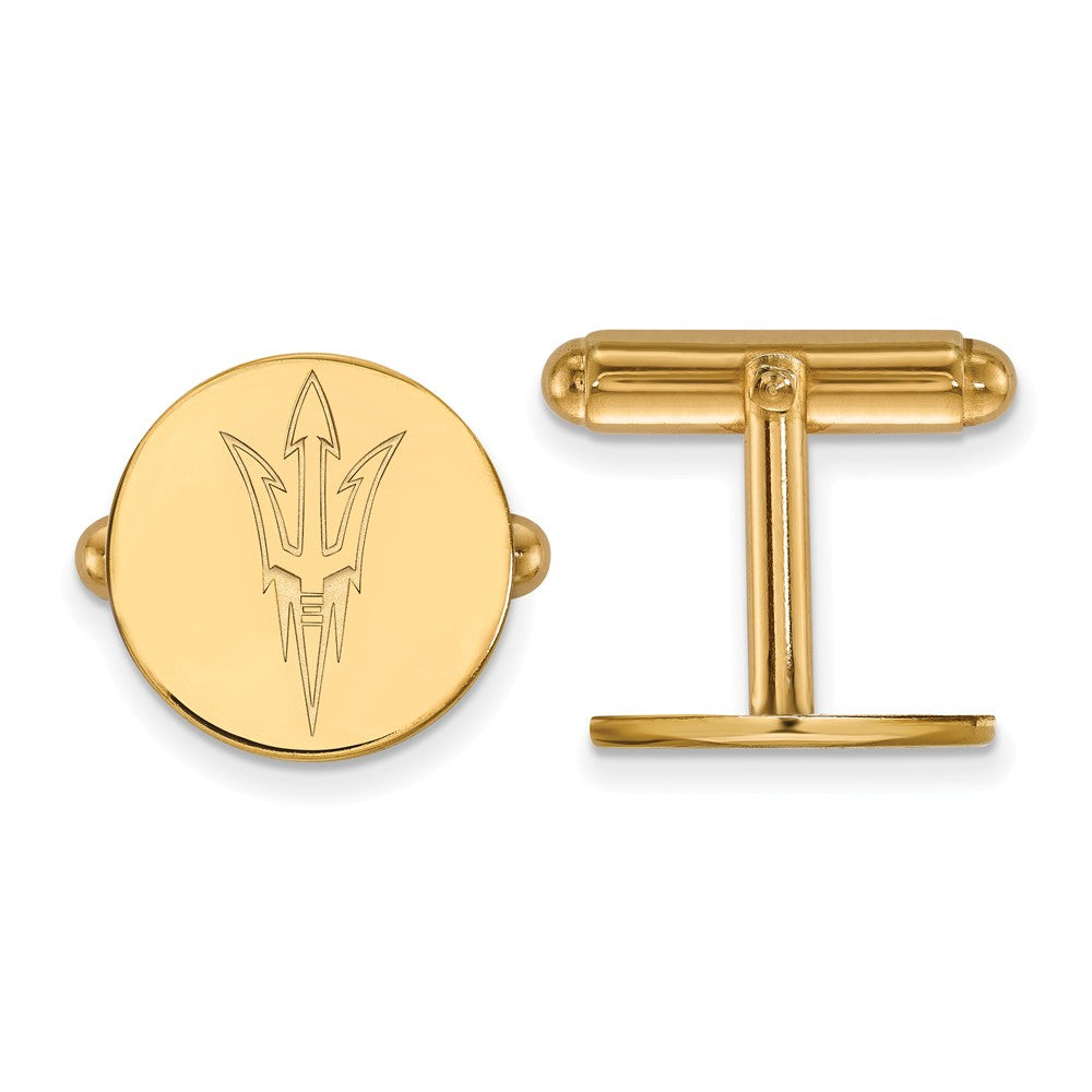 14k Yellow Gold Arizona State University Cuff Links, Item M8872 by The Black Bow Jewelry Co.