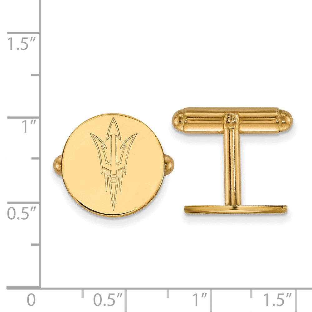Alternate view of the 14k Yellow Gold Arizona State University Cuff Links by The Black Bow Jewelry Co.