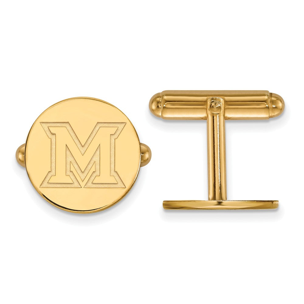 14k Yellow Gold Miami University Cuff Links, Item M8877 by The Black Bow Jewelry Co.